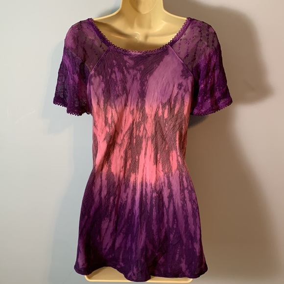 Vintage advance apparel Purple and Green Floral Fairy lace up too free size - Picture 2 of 7